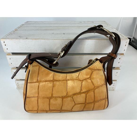 DOONEY & BOURKE, TAN EMBOSSED ANIMAL PRINT MEDIUM SHOULDER BAG - Picture 5 of 15